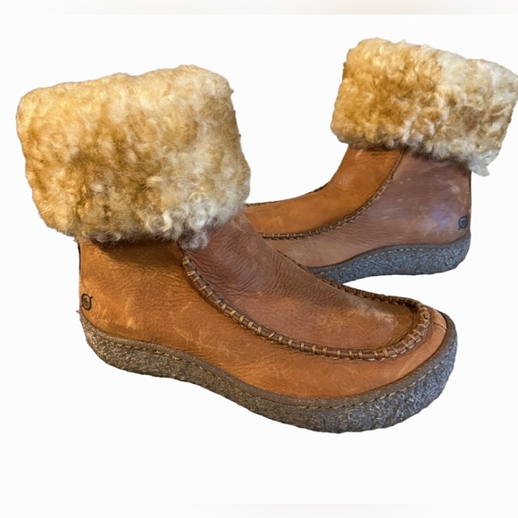 Born Shearling And Leather Ankle Moc Boots - Picture 1 of 9